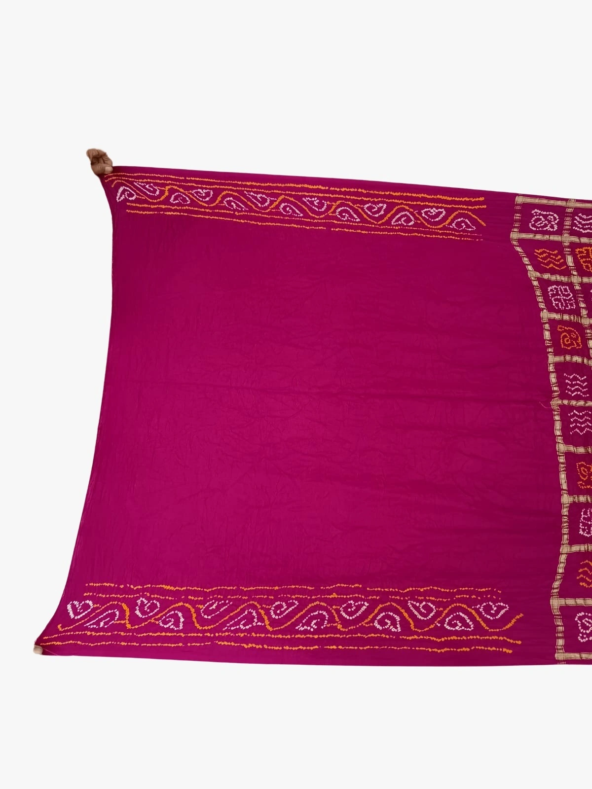 All Over Magenta Color Gaji Silk Gharchola Bandhani Saree-2