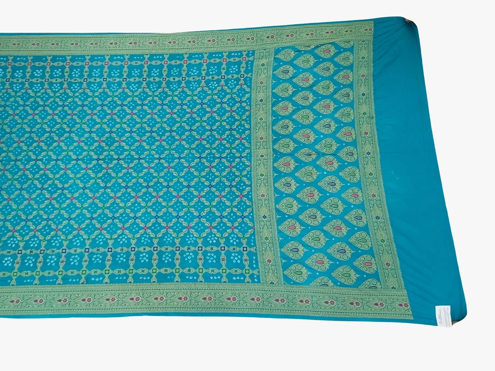 All Over Sea Green Color Dupion Silk Bandhani Saree-KSA6X-90417