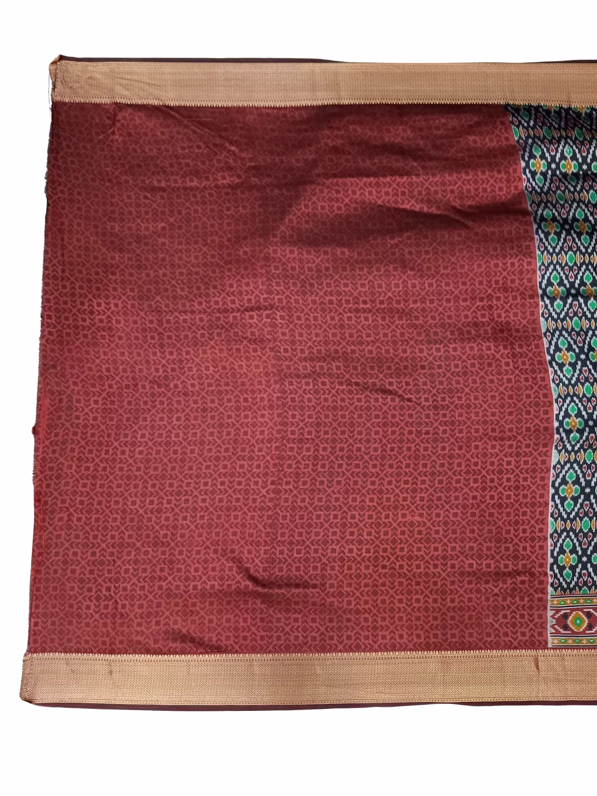 All Over Black Color Art Silk Patola Print Saree image 2