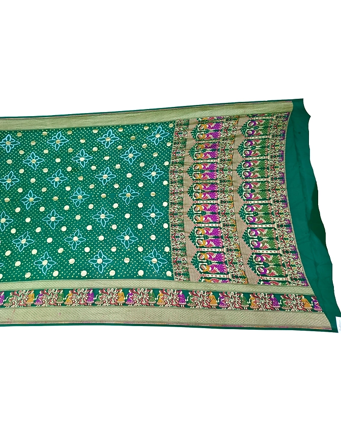 All Over Green Color Banarasi Georgette Bandhani Saree-KSA11X-9892