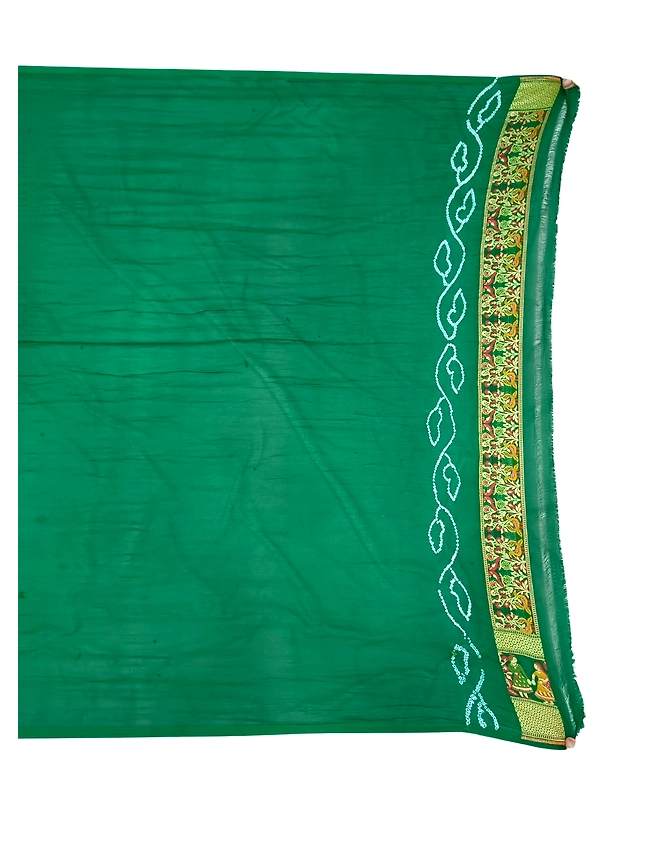 All Over Green Color Banarasi Georgette Bandhani Saree-1