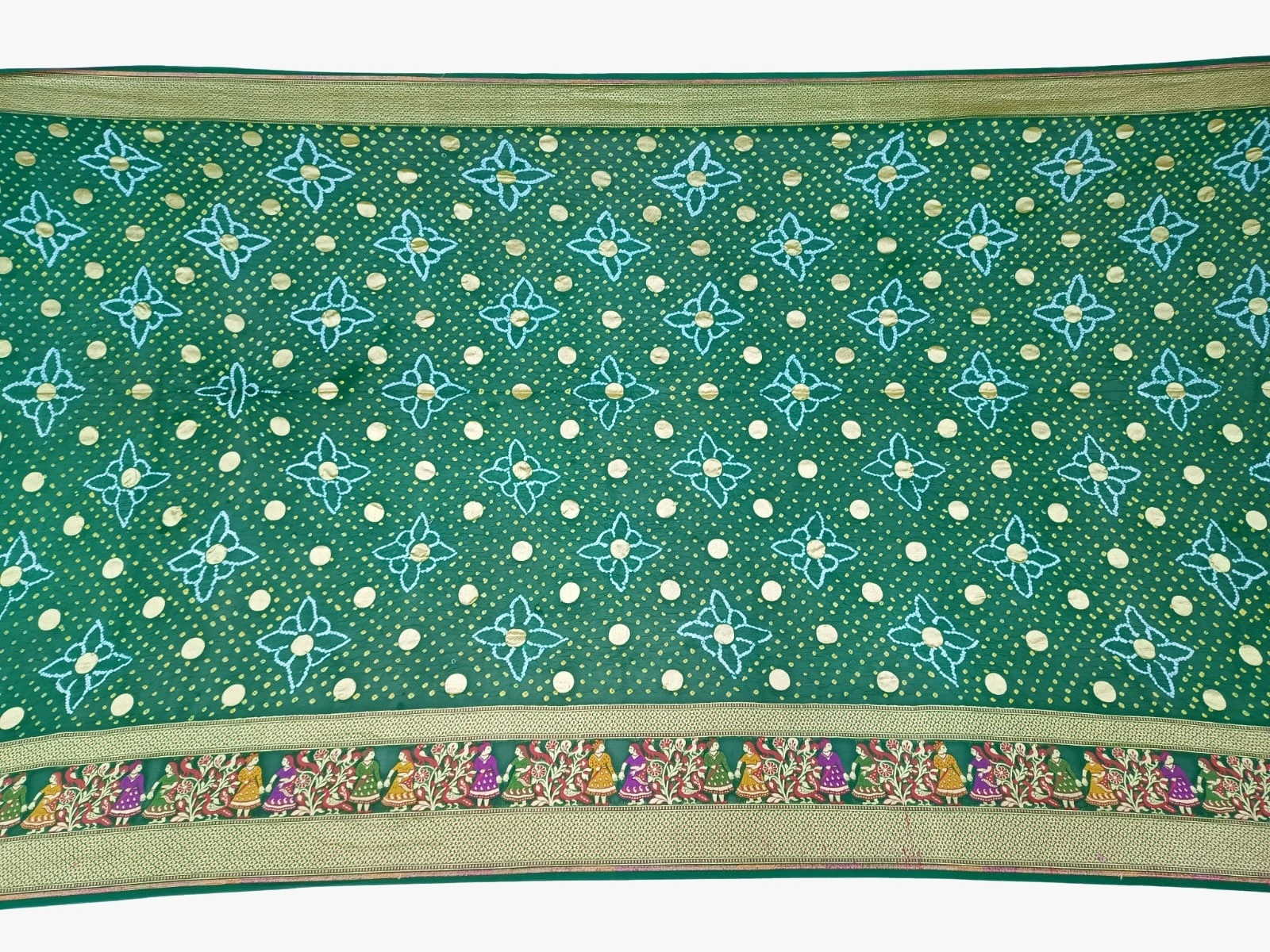 All Over Green Color Banarasi Georgette Bandhani Saree-2