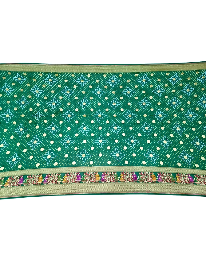 All Over Green Color Banarasi Georgette Bandhani Saree-2