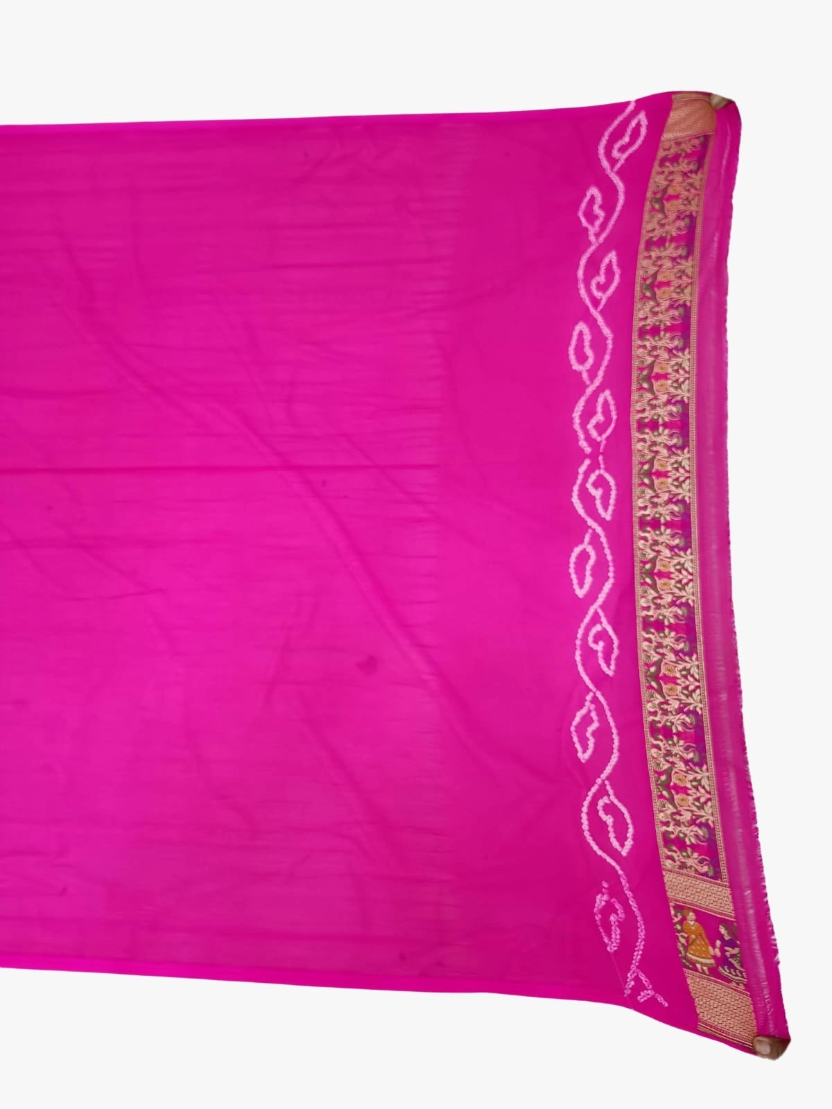 All Over Pink Color Banarasi Georgette Bandhani Saree-1