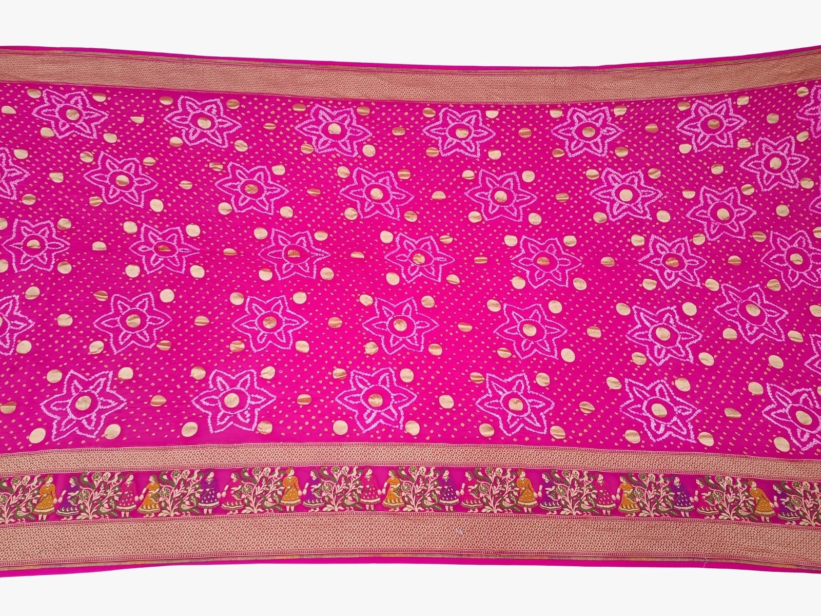 All Over Pink Color Banarasi Georgette Bandhani Saree-2