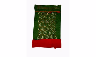 Green & Red Color Cotton Satin Bandhani Dress