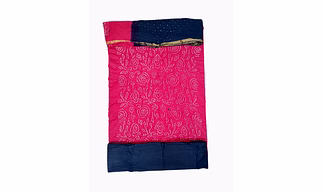 Pink & Grey Color Cotton Satin Bandhani Dress