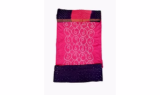 Pink & Dark Blue Color Cotton Satin Bandhani Dress