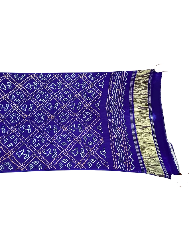 All Over Blue Color Art Silk Bandhani Dupatta-1