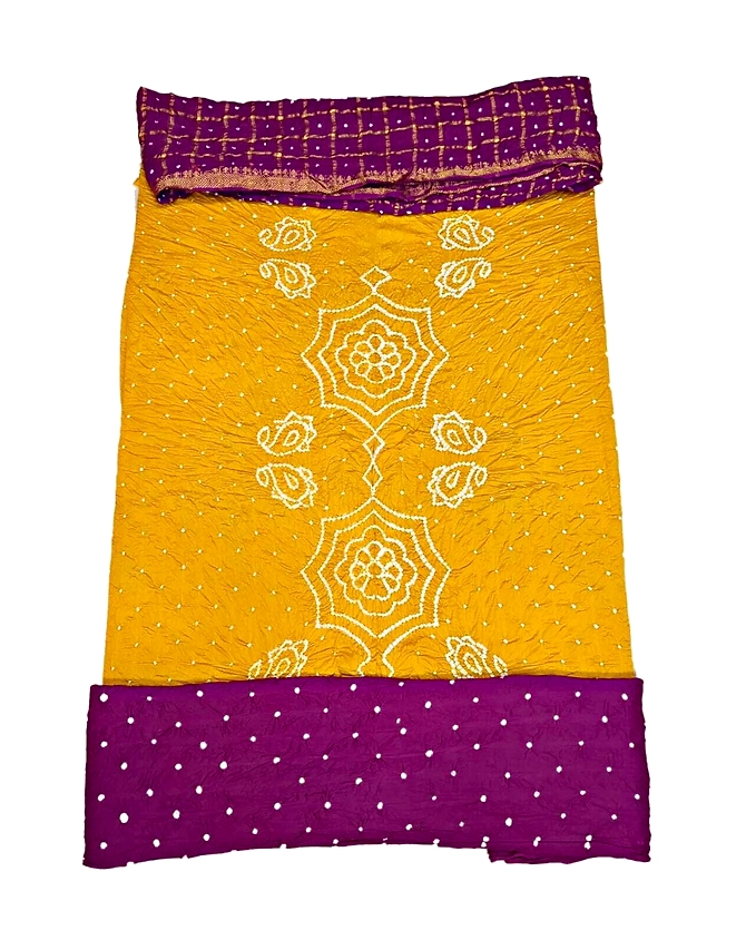 Rust &amp; Majenta Color Cotton Satin Bandhani Dress-1