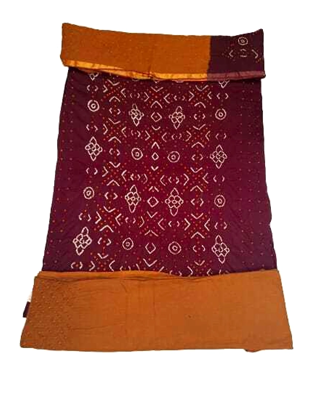 Chocolate &amp; Rust Color Cotton Satin Bandhani Dress-1