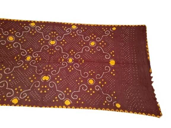 All Over Dark Maroon Color Cotton Bandhani Dupatta-1