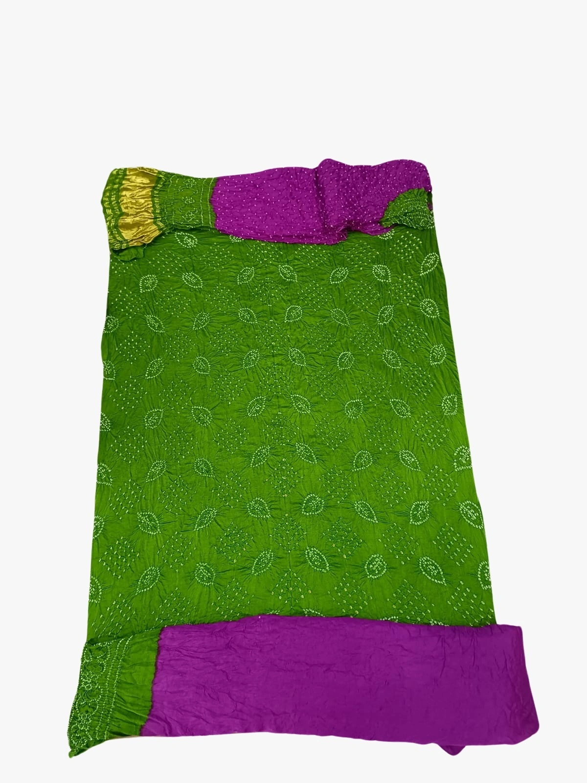 Mahendi &amp; Magenta Color Gaji Silk Bandhani Dress-1