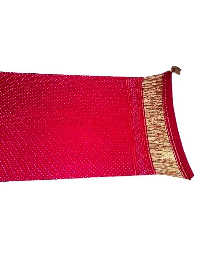 All Over Magenta Color Chex Design Gaji silk Bandhani Dupatta-1