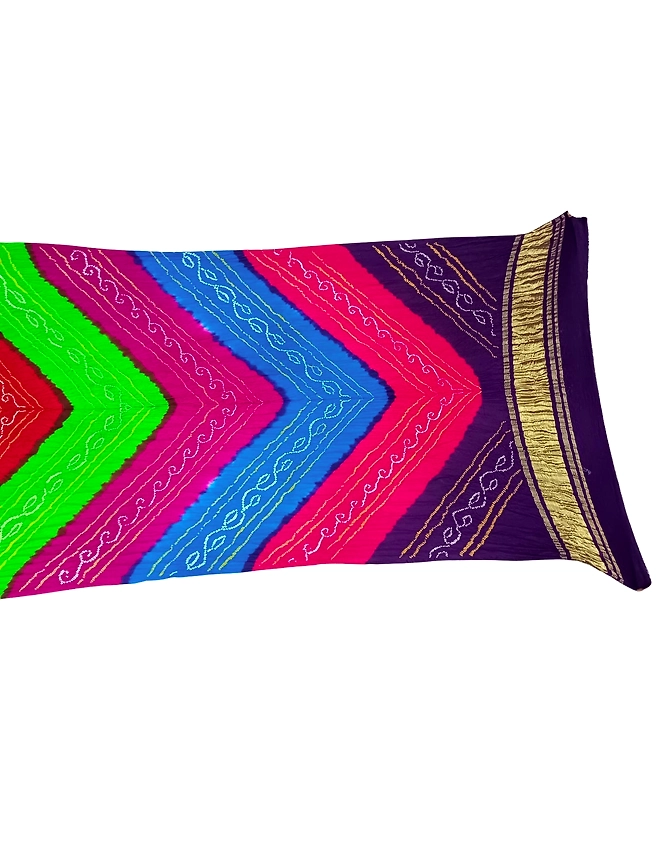 All Over Multy Color Pure Gaji Silk Bandhani Dupatta-1