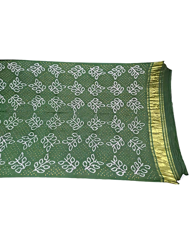 All Over Light Mahendi Color Pure Gaji Silk Bandhani Dupatta-1