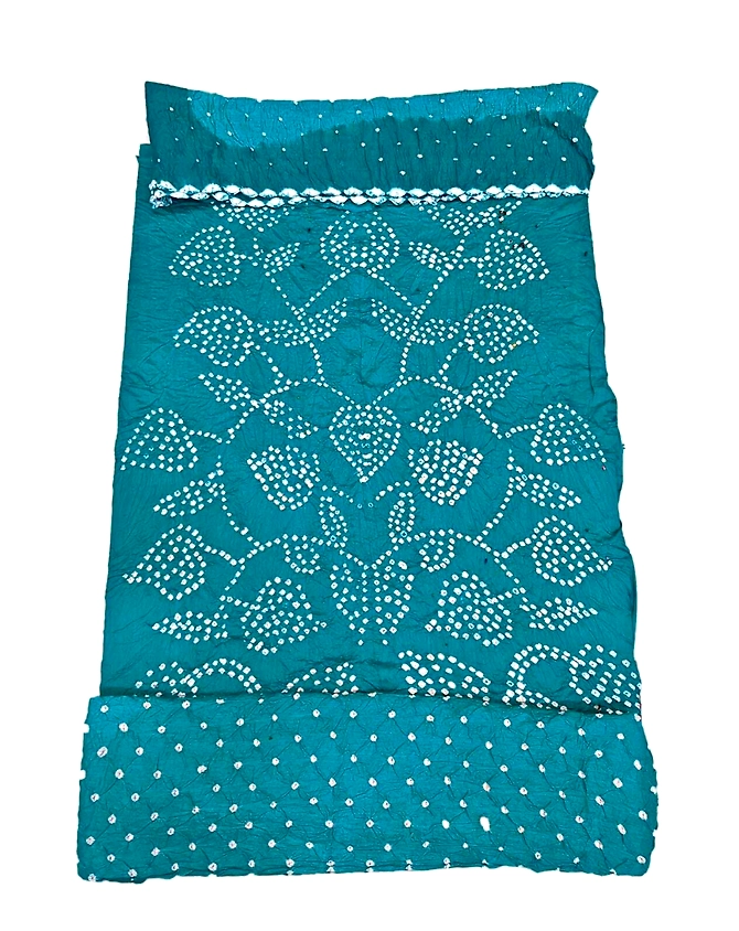 Light Dark Sea Green Color Cotton Satin Bandhani Dress-2