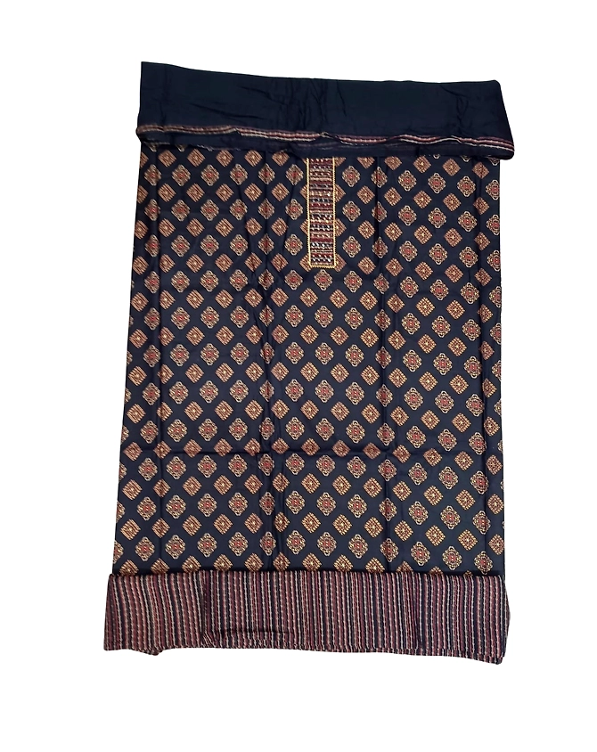 All Over Black Color Cotton Satin Printed Dress-2