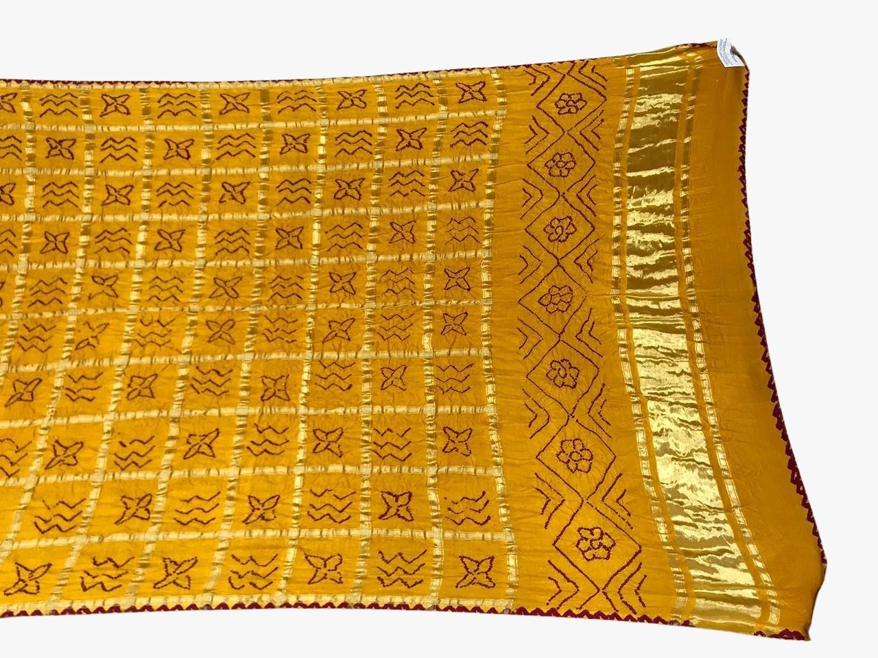 All Over Golden Color Gaji Silk Bandhani Dupatta-2