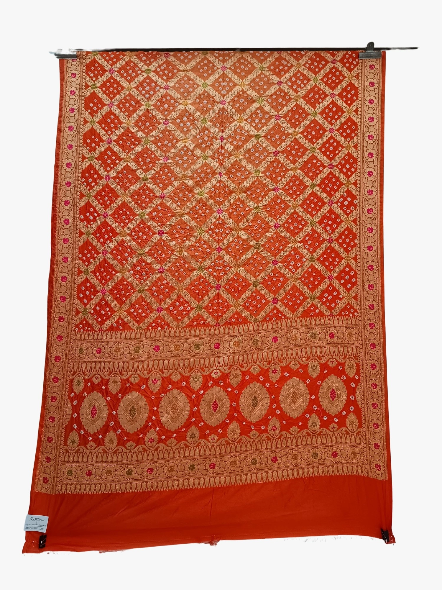 All Over Orange Color Dupion Silk Bandhani Saree-KSA6X-90430