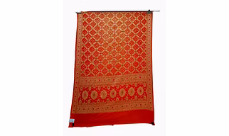 All Over Orange Color Dupion Silk Bandhani Saree