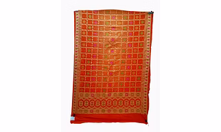 Light Dark Orange Color Dupion Silk Bandhani Saree
