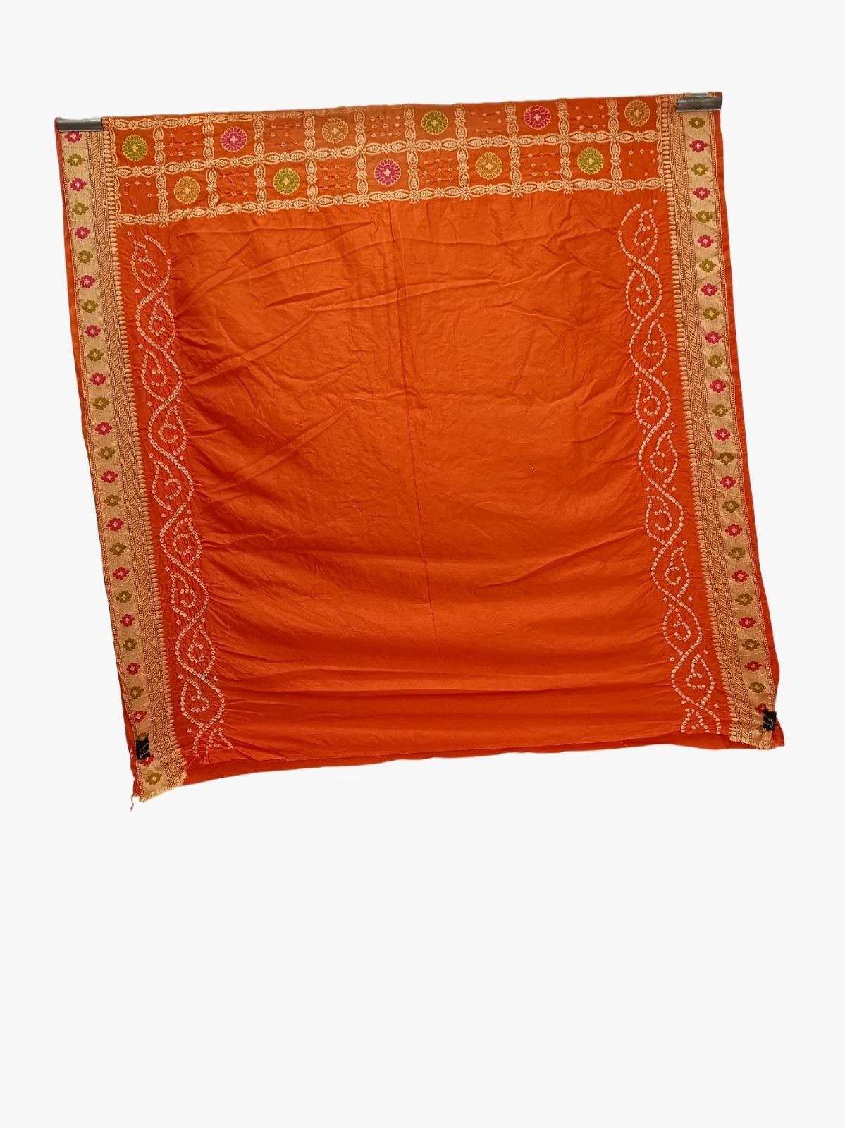 Light Dark Orange Color Dupion Silk Bandhani Saree-2