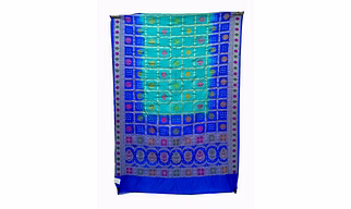 Blue & Rama Color Dupion Silk Bandhani Saree