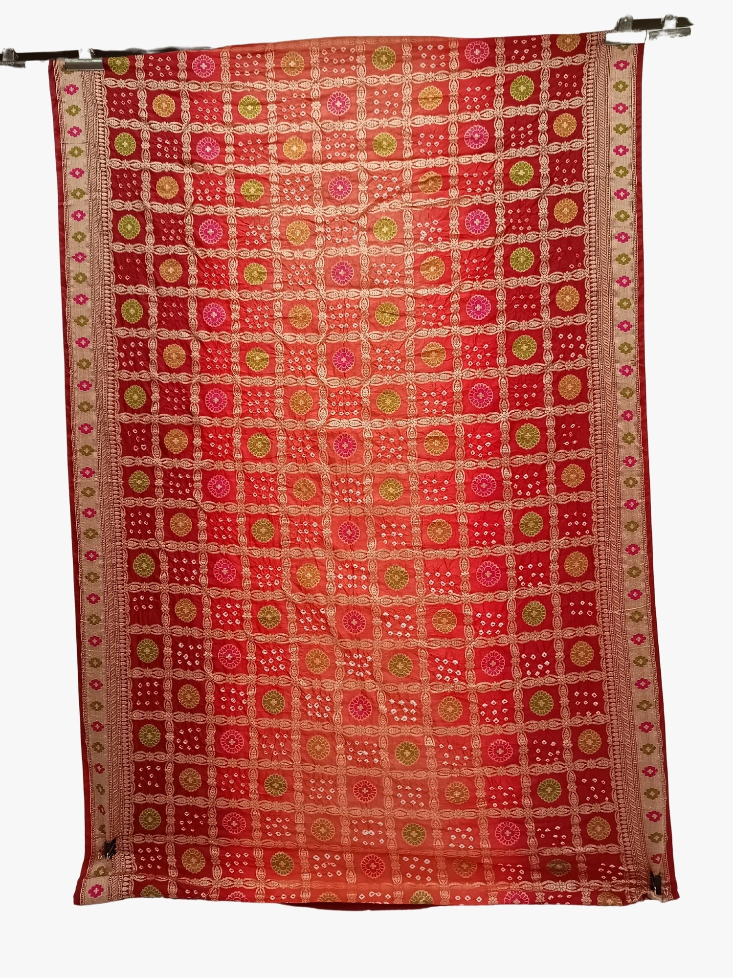 Light Dark Maroon Color Dupion Silk Bandhani Saree-1