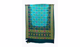 Indigo & Rama Color Dupion Silk Bandhani Saree