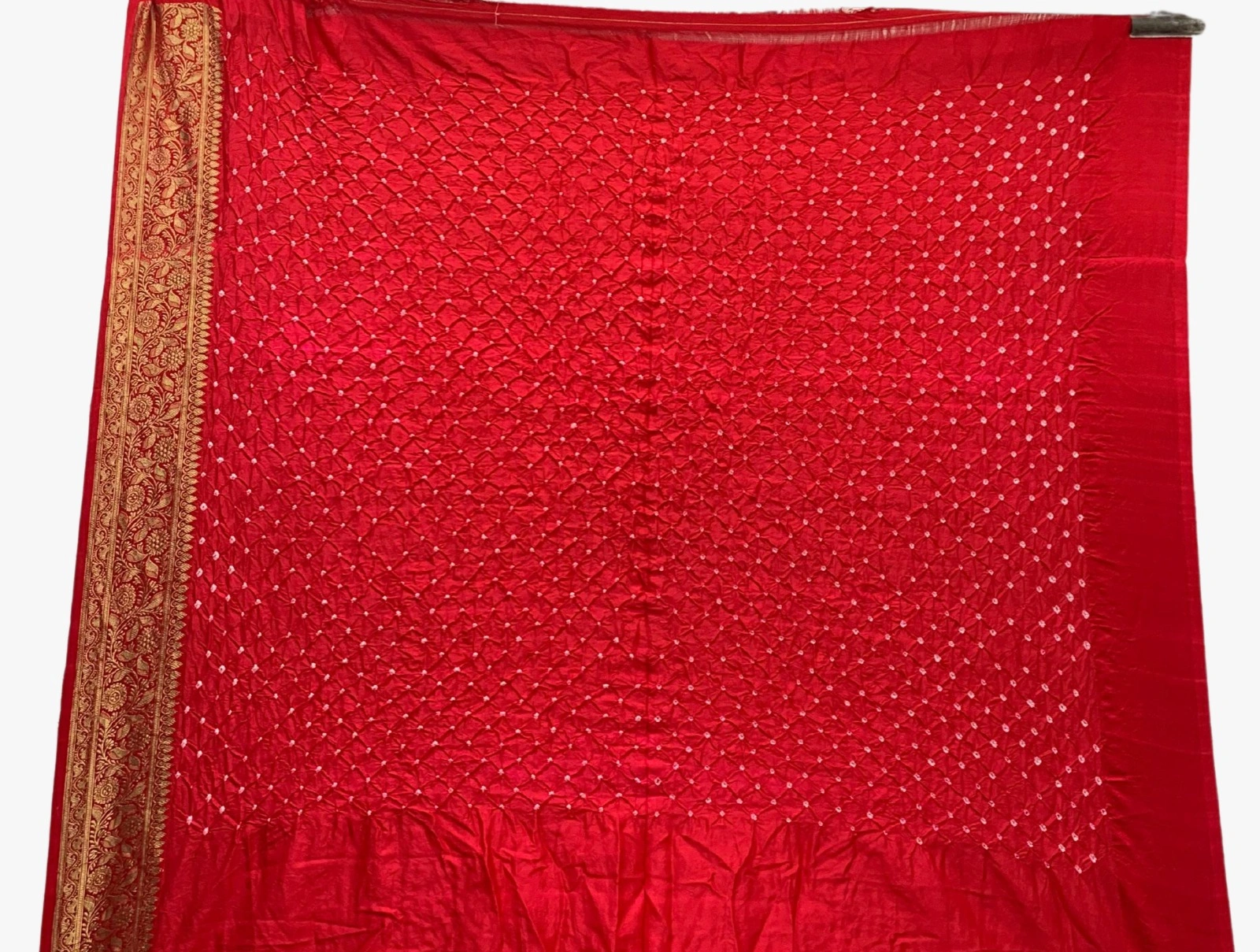 Pink &amp; Red Shaded Color Pure Silk Bandhani Saree-2