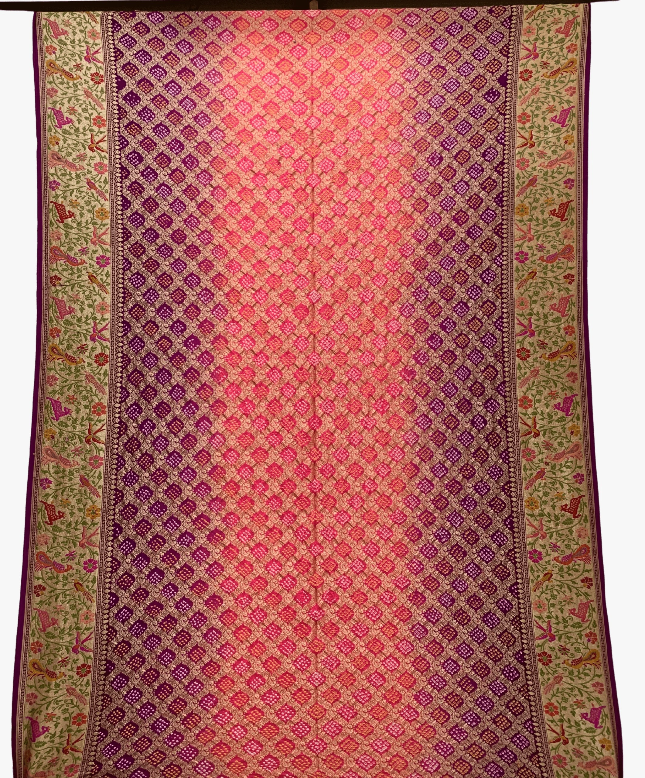 Pink &amp; Magenta Shaded Color Banarasi Georgete Bandhani Saree-1