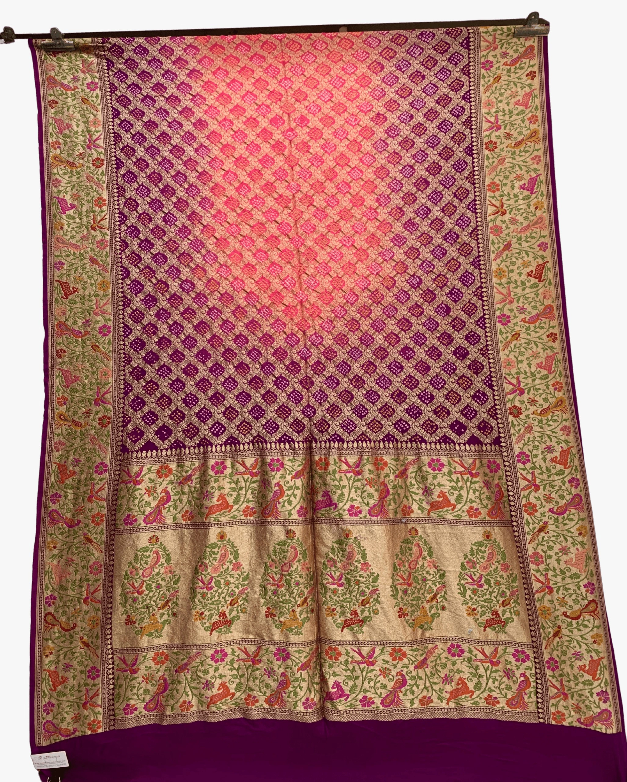 Pink &amp; Magenta Shaded Color Banarasi Georgete Bandhani Saree-KSA11X-9899