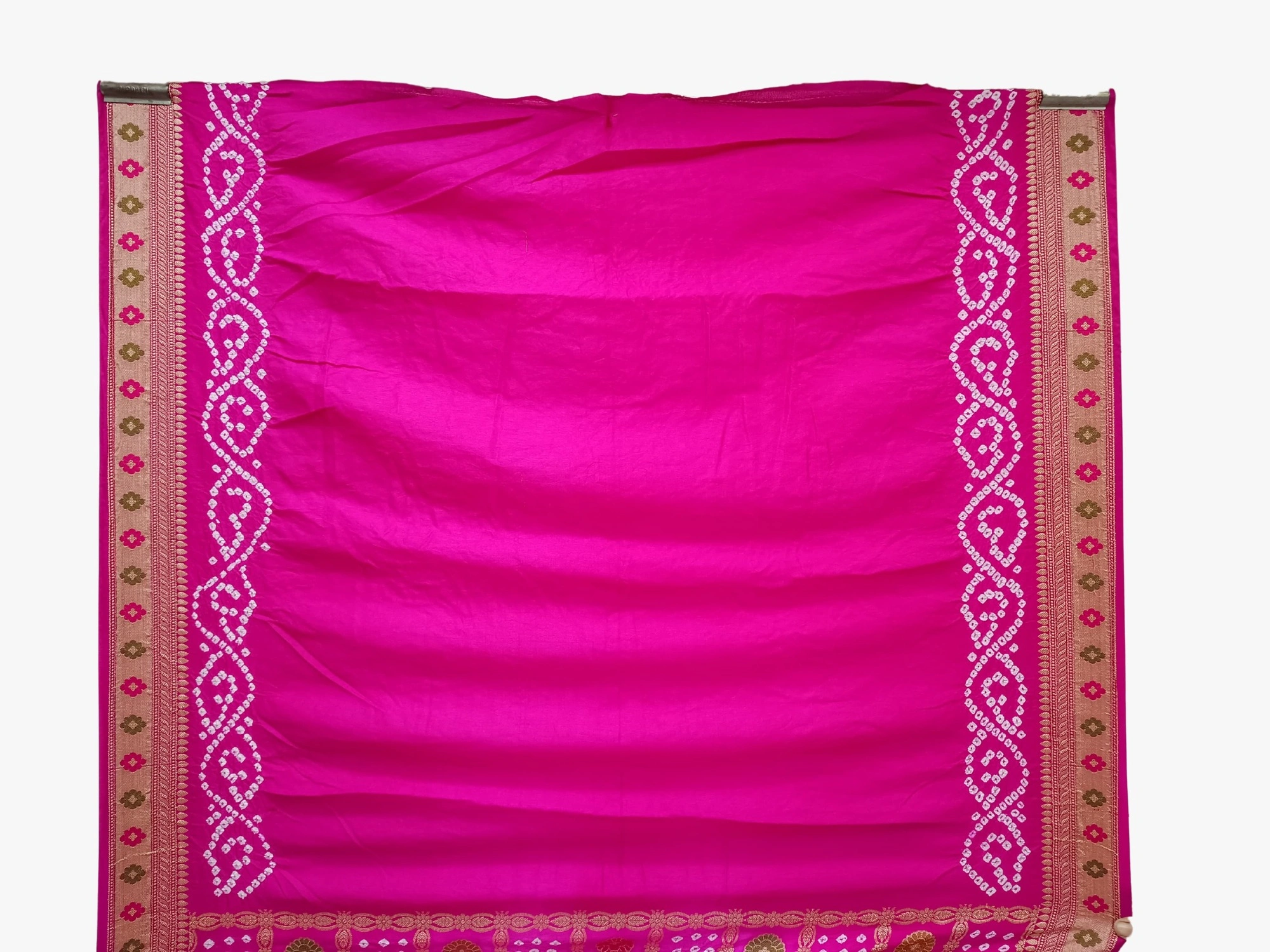 All Over Pink Shaded Color Dupion Silk Bandhani Saree-2