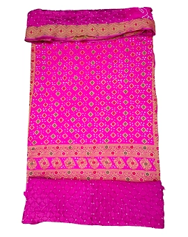 Light Dark Purple Color Dupion Silk Bandhani Dress