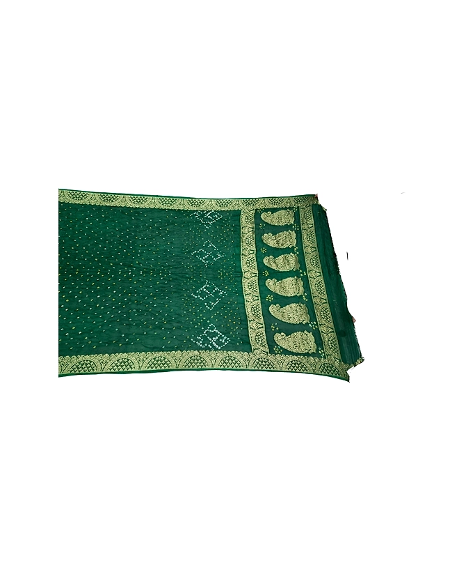 All Over Green Color Art Silk Bandhani Saree-1