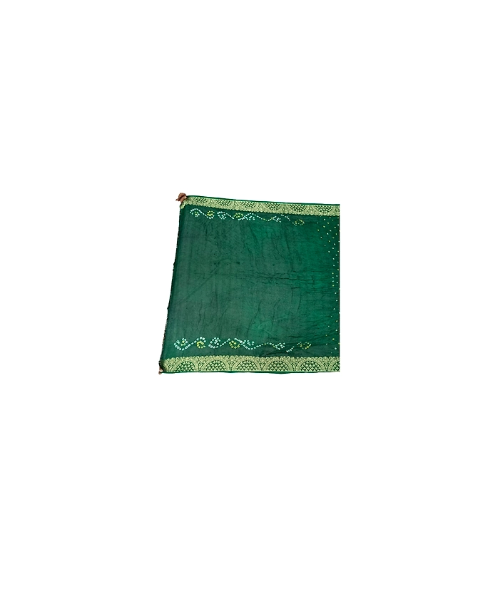 All Over Green Color Art Silk Bandhani Saree-2