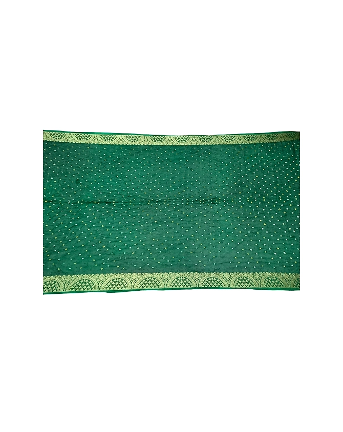All Over Green Color Art Silk Bandhani Saree-3