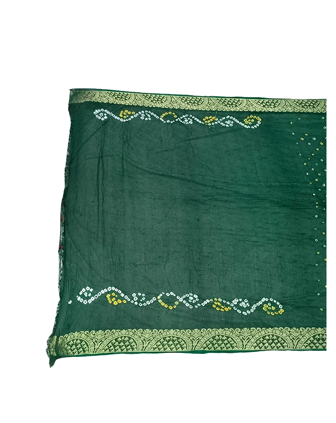 All Over Green Color Art Silk Bandhani Saree-1