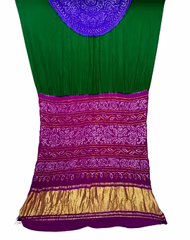 Magenta & Green Color Pure Gaji Silk Bandhani Saree