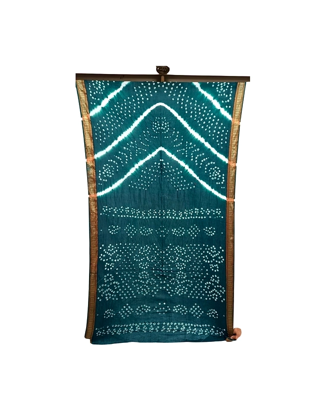 All Over Green Color Cotton Bandhani Saree-KSA2X-9967