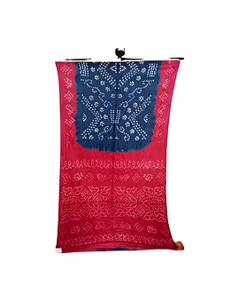 Blue & Gajari Color Cotton Bandhani Saree