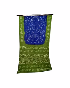 Blue & Mahendi Color Cotton Bandhani Saree