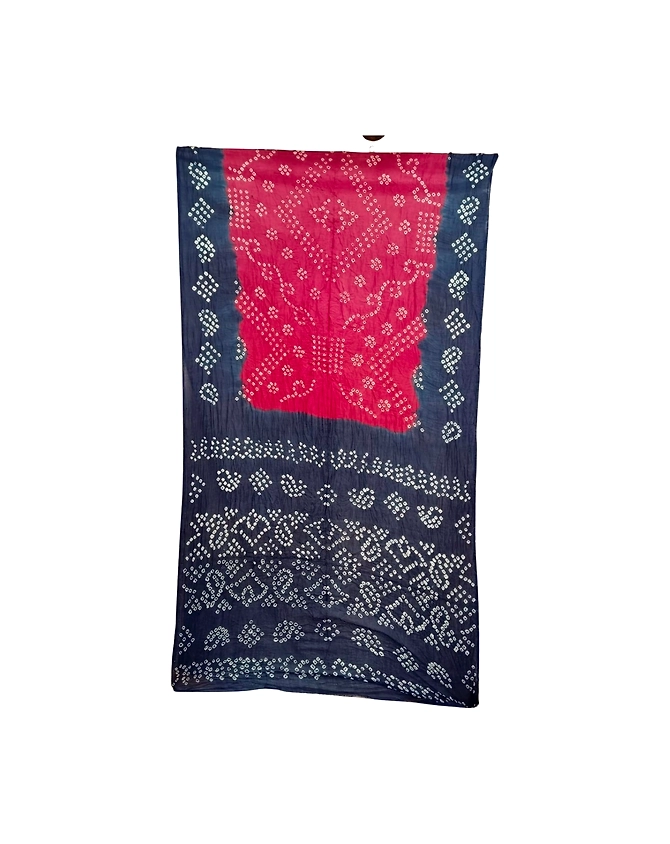 Blue &amp; Gajari Color Cotton Bandhani Saree-KSA2X-9974
