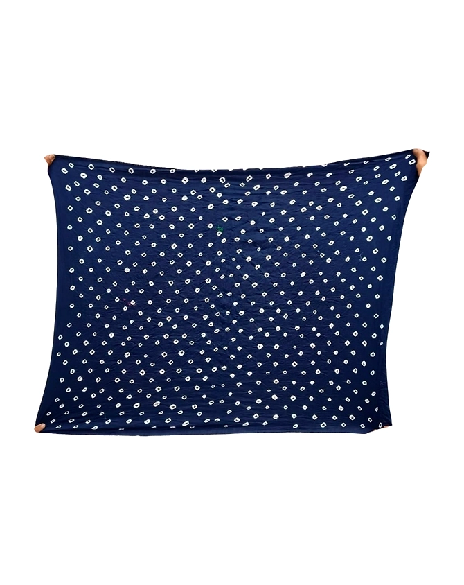 Blue &amp; Gajari Color Cotton Bandhani Saree-2