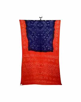 Peach & Purple Color Cotton Bandhani Saree
