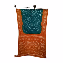 kala sanskruti retail pvt.ltd. rust & green color cotton bandhani saree