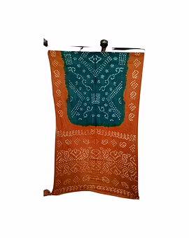 Rust & Green Color Cotton Bandhani Saree