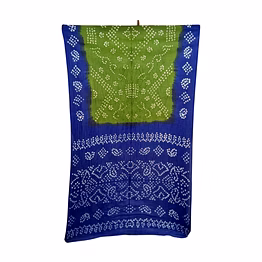 kala sanskruti retail pvt.ltd. blue & mahendi color cotton bandhani saree