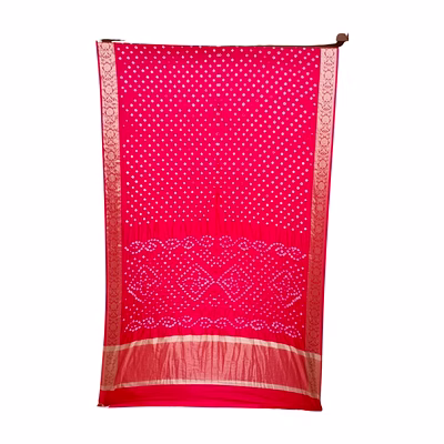 kala sanskruti retail pvt.ltd. all over rani color dupion silk bandhani saree